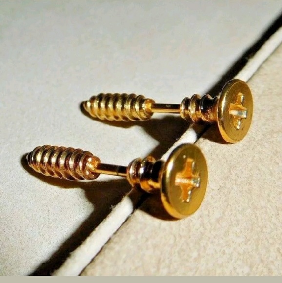 Stainless Steel Screw Earrings - Picture 2 of 5